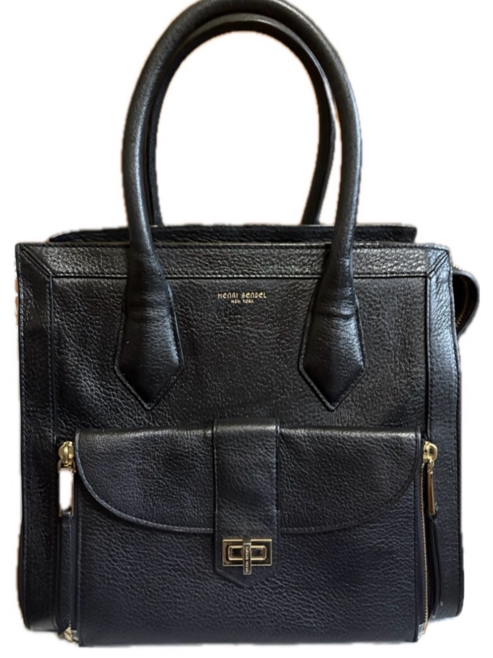 Henri Bendel Rare Rivington Black Pebbled Leather Convertible Tote I COLLECTIBLE